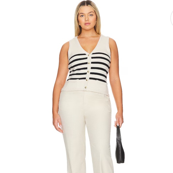 ✨NWT✨ L’Academie by Marianna Calanth Striped cashmere merino wool blend Vest , M - Picture 3 of 9